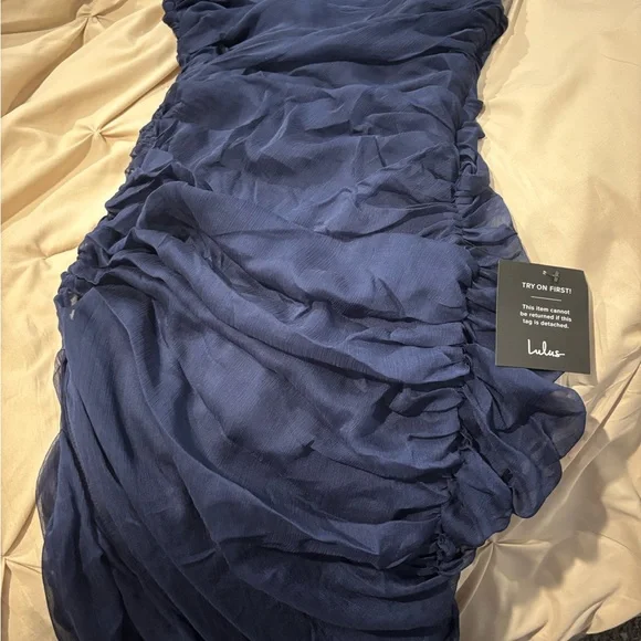 Lulus Navy One-Shoulder Dress - Picture 5 of 5